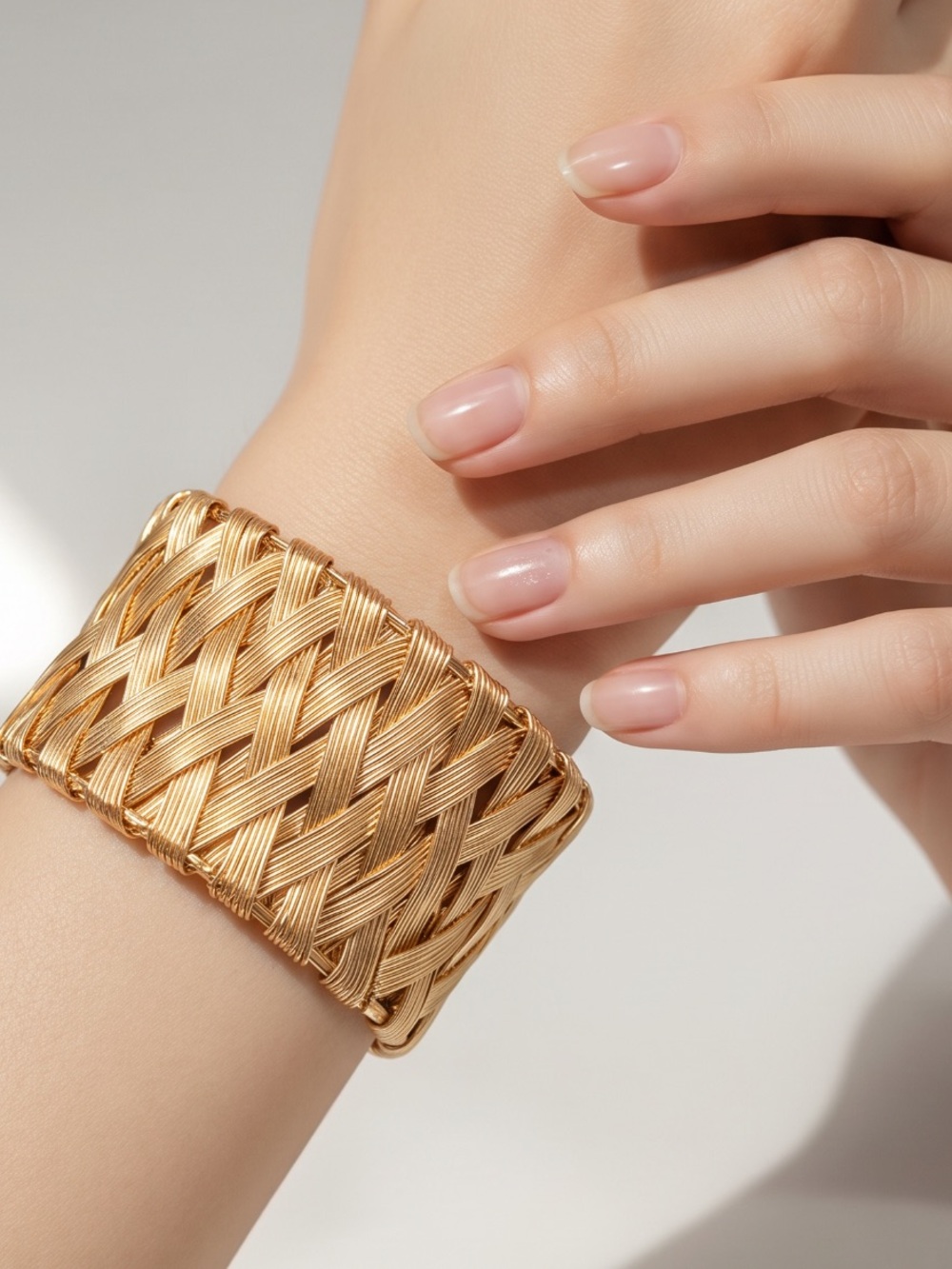 - Metal Braided Cuff Bangle Bracelet.